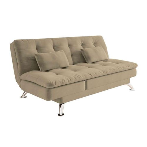 sofácama casal 3 lugares amanda suede bege Ponto