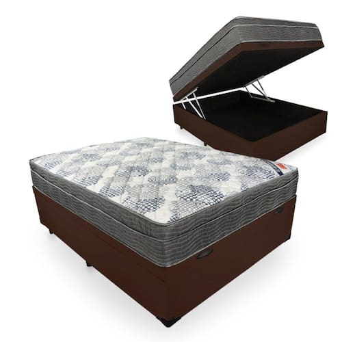 Menor preço em Cama Box Com Baú Casal + Colchão De Molas Ensacadas - Ortobom - ISO SuperPocket 138x188x67cm