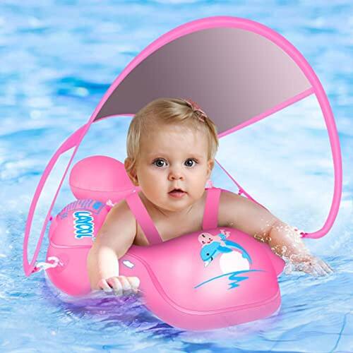 LAYCOL Baby Swimming Float com UPF50+Sun Canopy Baby Floats para