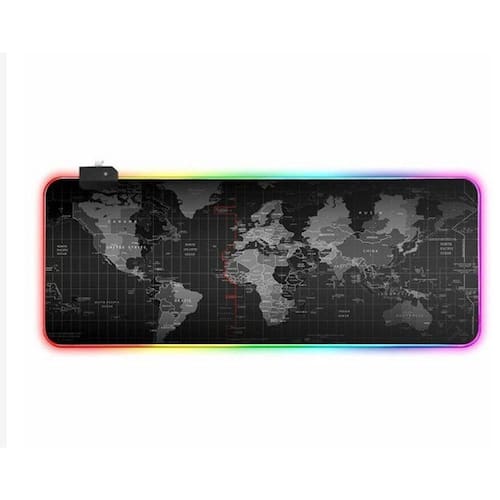 Mouse pad led rgb escritório gamer mapa mundi mousepad