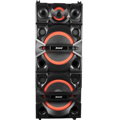 Caixa Som Amplificada Bluetooth 3000W Rms 6 Subwoofer LED Microfone Bivolt  Amvox Aca 3000 Paredão