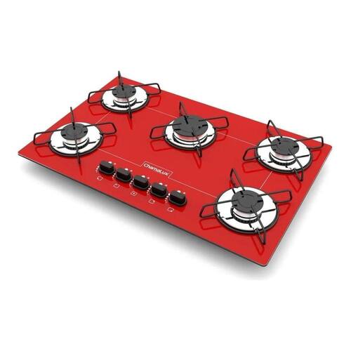 Cooktop Fogão Ultra Chama Bivolt 5 Bocas Chamalux Vermelho Ponto