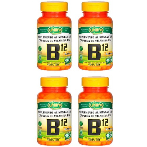 Vitamina B12 Cianocobalamina 4X60 capsulas Unilife Ponto