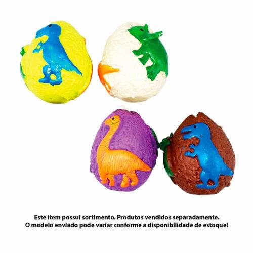 Ovo Squishy Colorido com Mini Dinossauro