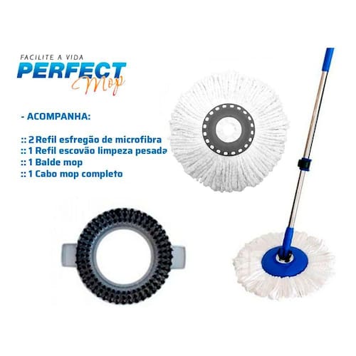 Balde Perfect Mop Pro 360 Inox C/3 Refis