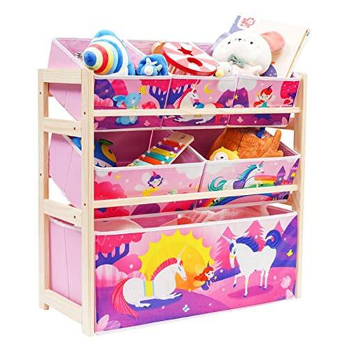 Toy Storage, Large Kids Toy Organizer With 6 Removable Storage Bins 2 Toy Boxes Wheels 3 Tier Toy Storage Shelf Kids Room Playroom Bedroom Nursery White Sc