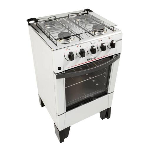 Fogão 4 Bocas Mesa de Inox Sírius Plus com Acendimento Automático Braslar - Branco