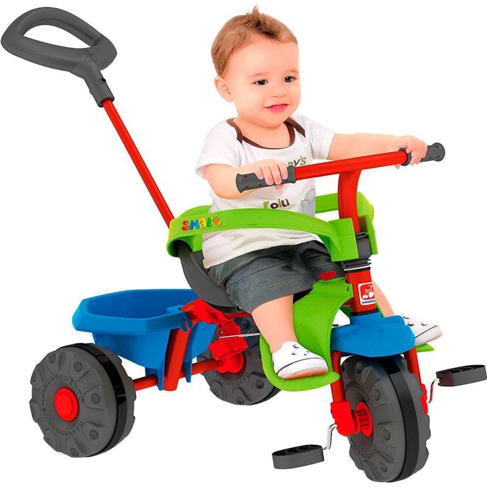 Triciclo Infantil Bandeirante Velobaby Reclinável - 2 em 1 - Pedal e  Passeio com Aro - Azul Claro