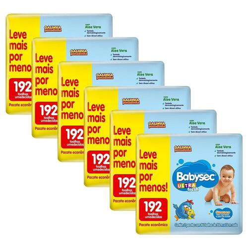 Kit 6 Lenços Umedecidos Babysec Galinha Pintadinha Ultrafresh 192 unidades cada é boa?
