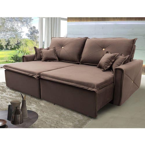 Sofá Retrátil e Reclinável 276cm 5 Lugares Glamour Ponto