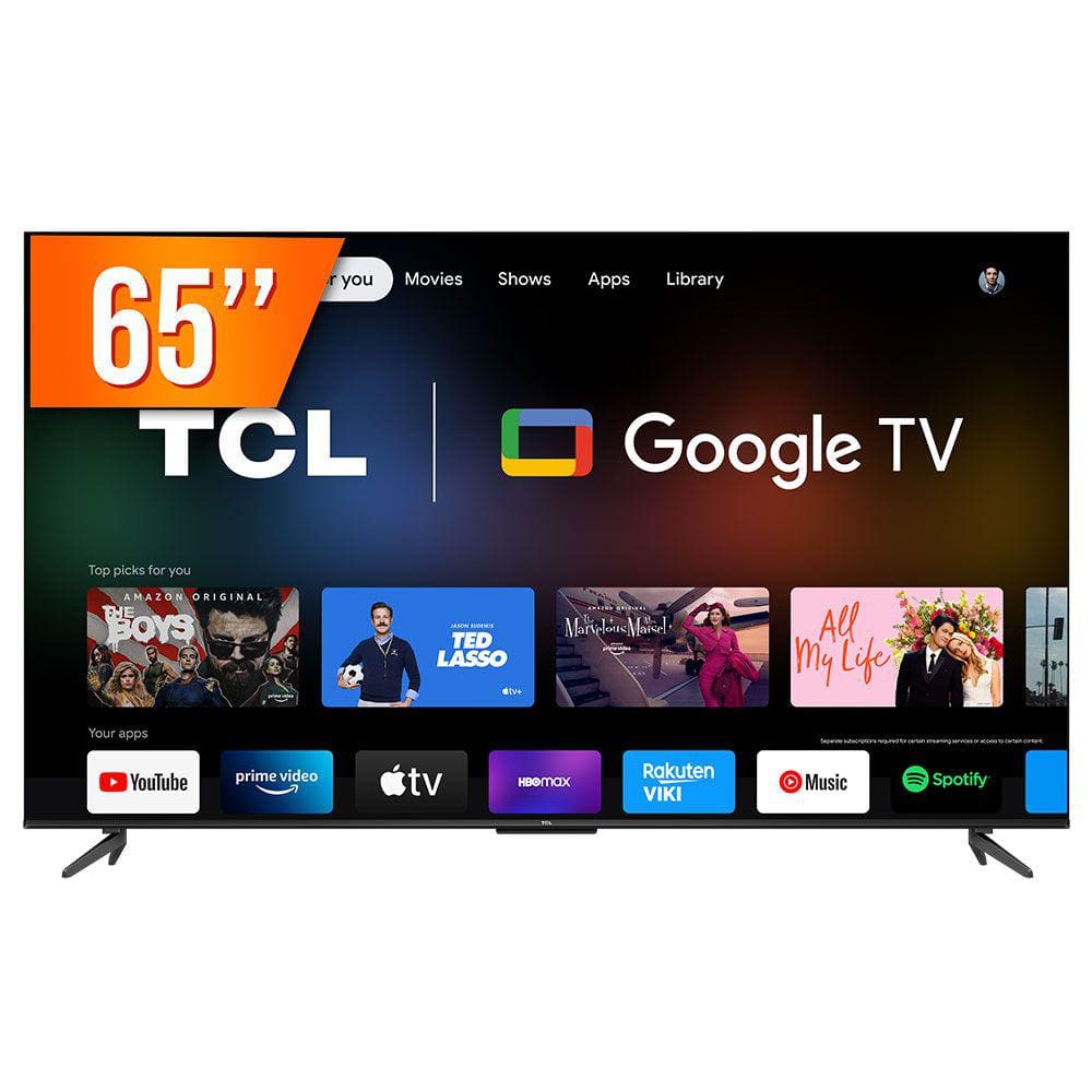 Smart TV LED 65" Google TV Ultra HD 4K TCL P735 Comando de Voz HDR 3 HDMI 1 USB Wi-Fi Bluetooth