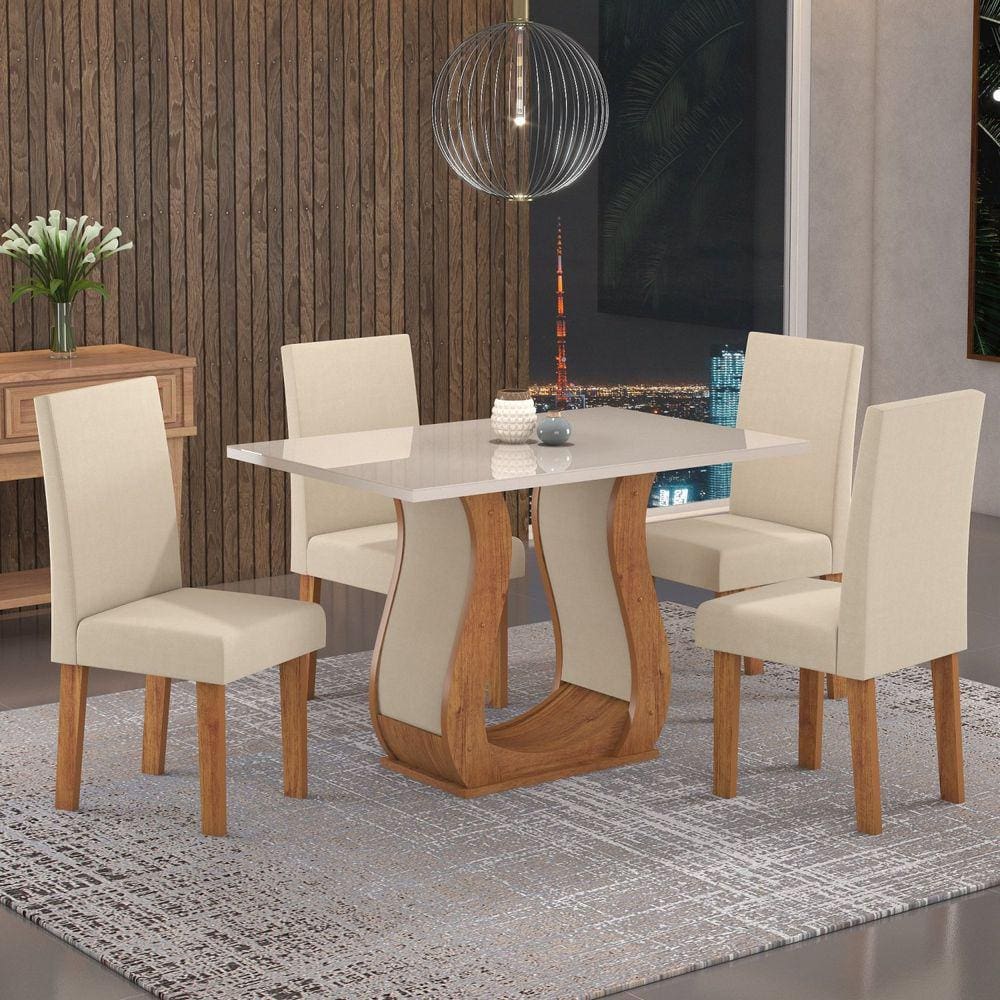 Conjunto Sala de Jantar Mesa 120 Cm Tampo MDF 4 Cadeiras Lupita Casa 812 -  Conjunto Sala de Jantar - Magazine Luiza