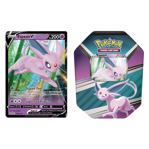 Coleção Cartas Pokemon Evoluções de Eevee Lata com 25 Cartas