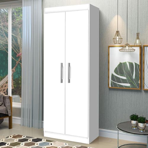 Armário Multiuso Organizador Lavanderia 2 Portas 1,78m Lumina Branco J&A Menor preço em Armário Multiuso Organizador Lavanderia 2 Portas 1,78m Lumina Branco J&A