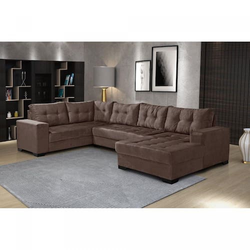 Sofá de Canto 6 Lugares com Chaise Bia Império Estofados Marrom é boa?