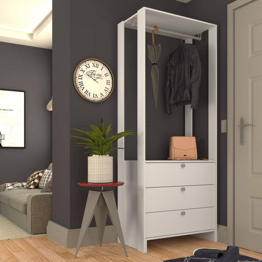 Módulo Closet 1 Cabideiro 3 Gavetas Yes Nova Mobile (Branco)