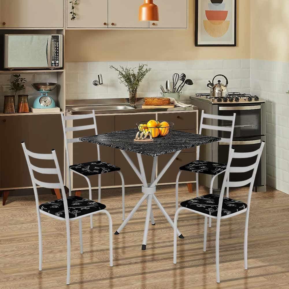 Mesa Com 4 Cadeiras Para Cozinha Preto Palmas Shop JM