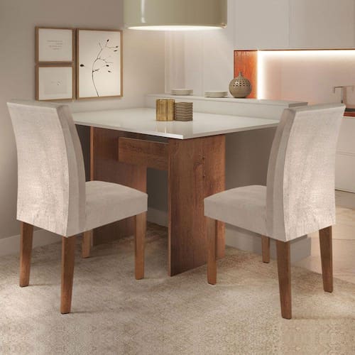 Conjunto para Sala de Jantar com Mesa e 02 Cadeiras Caroline Chocolate/Off White/Tecido Pena é ruim? Conjunto para Sala de Jantar com Mesa e 02 Cadeiras Caroline Chocolate/Off White/Tecido Pena é boa?