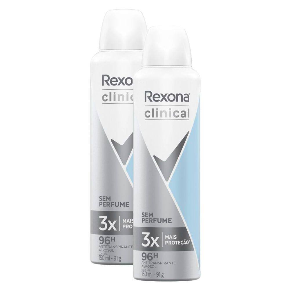 Kit 3 Desodorante Antitranspirante Aerosol Rexona Men Clinical Sem Perfume  150ml