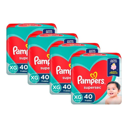 Kit de Fralda Pampers Supersec Tamanho XG 160 Unidades Menor preço em Kit de Fralda Pampers Supersec Tamanho XG 160 Unidades