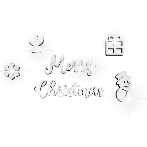 Acrílico Decorativo Espelhado Prata Feliz Natal | Ponto Acrílico Decorativo Espelhado Prata Feliz Natal | Ponto