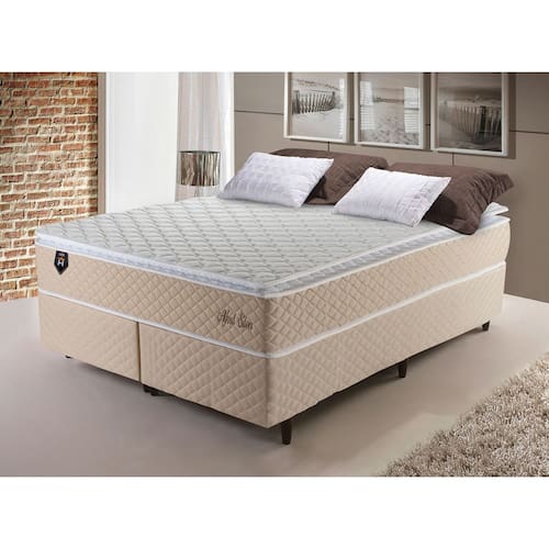 Conjunto Cama Box King Size Alford 193x203x66 Bege c/ Molas Ensacadas Menor preço em Conjunto Cama Box King Size Alford 193x203x66 Bege c/ Molas Ensacadas