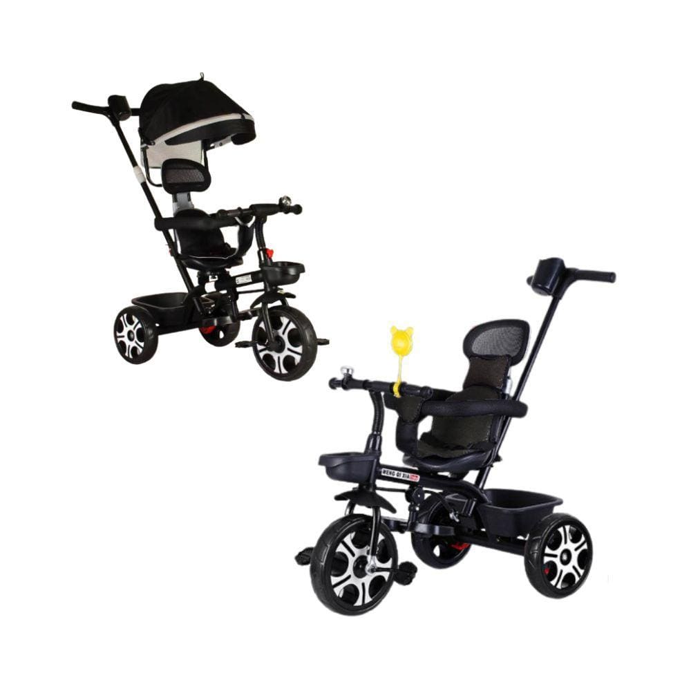 Triciclo Infantil com Capota Haste Empurrador com Pedal Motoca 2