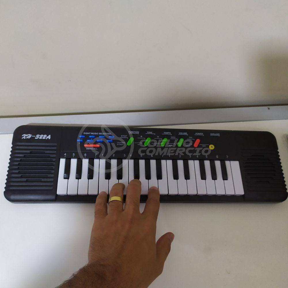 Piano teclado infantil musical com karaoke microfone 32 teclas