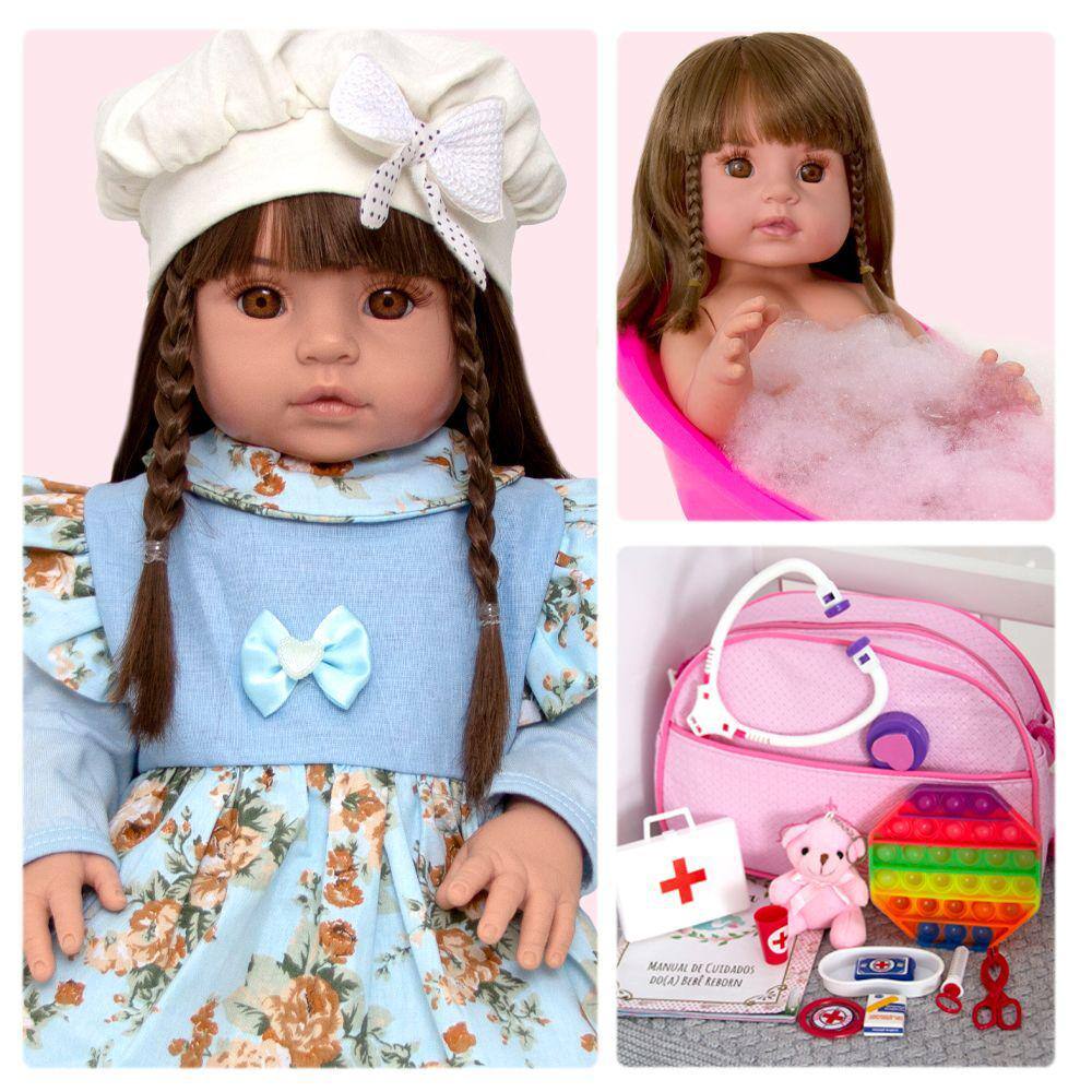 Boneca Bebê Reborn Real Princesa Newborn c Bolsa Maternidade