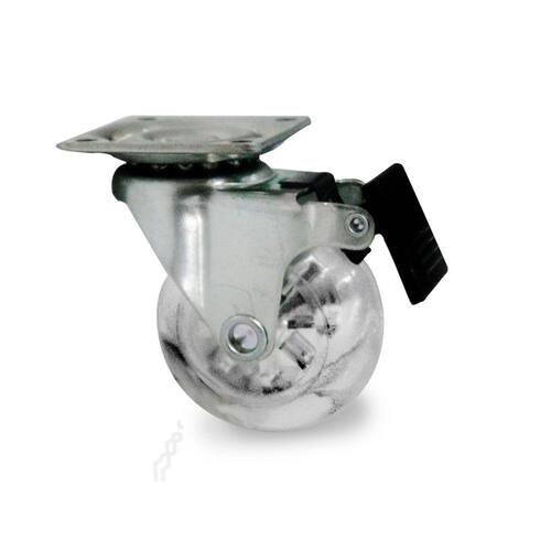 Rodízio Rodinha Roda Gel Silicone Para Moveis Vaso Reforçada 50mm com Placa e Trava Anti Risco Suporte de Até 30Kg - Starfer