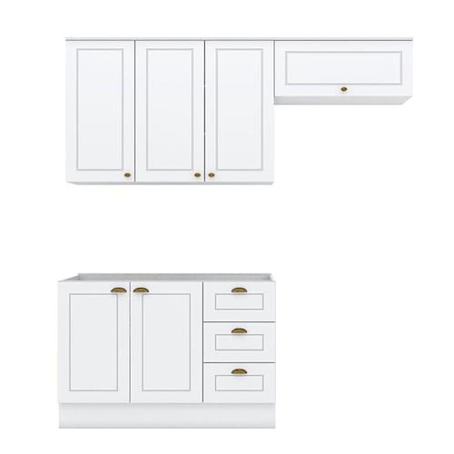 Cozinha Modulada Americana 3 Peças Branco HP - Henn Menor preço em Cozinha Modulada Americana 3 Peças Branco HP - Henn