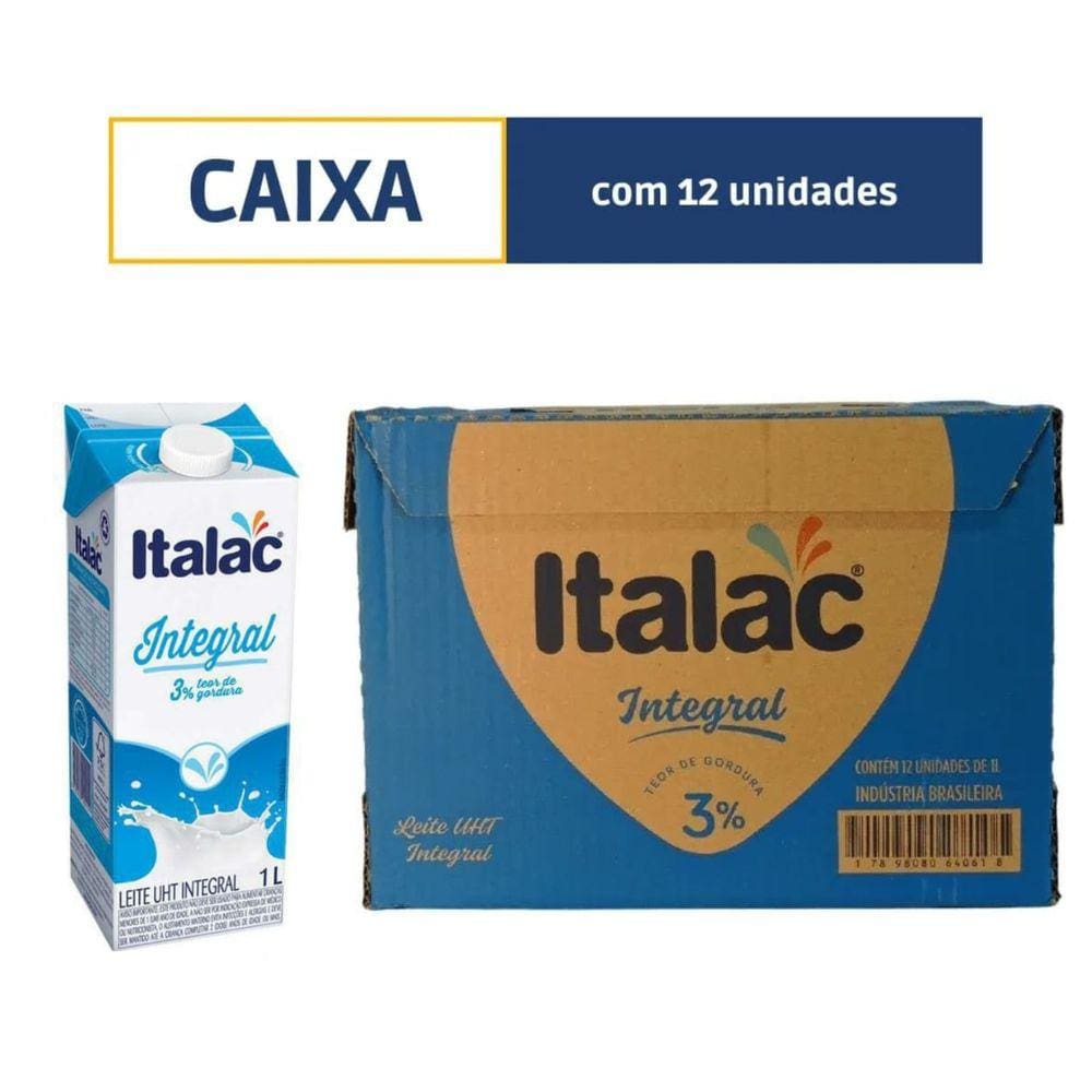 Caixa Leite 12 Unidades Longa Vida Integral -Italac