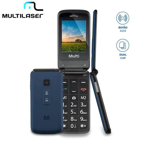 Celular Para Idoso Multilaser Flip Vita Azul P9020 Menor preço em Celular Para Idoso Multilaser Flip Vita Azul P9020