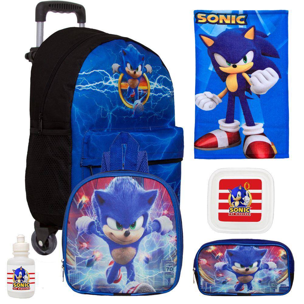 Mochila Infantil Bolsa Meninos Desenho Super Sonic O Ouriço Azul