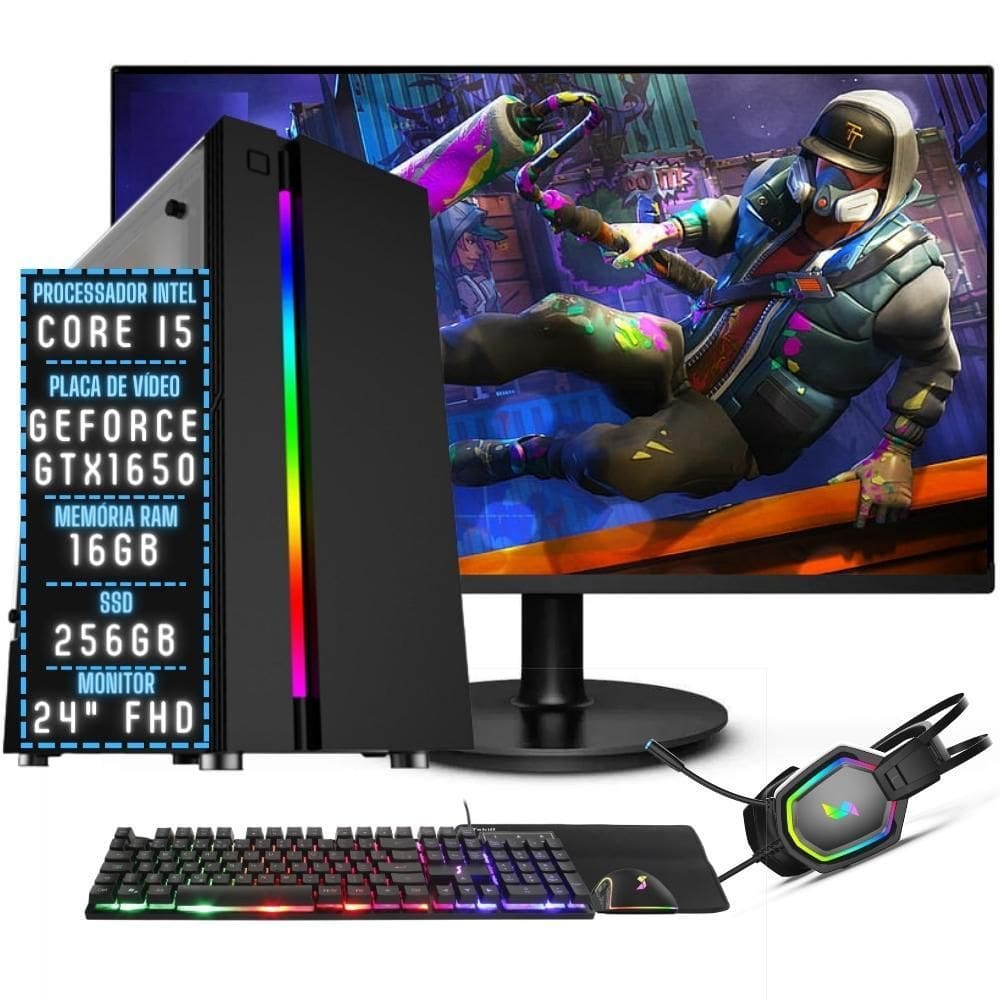 Pc Gamer Intel I5 16gb Hd 500gb + Monitor 21 + Kit Gamer