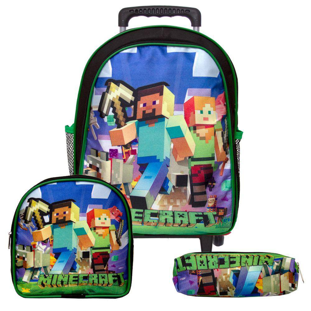 Mochila Infantil Masculina Roblox Carrinho Lancheira Estojo - TOYS