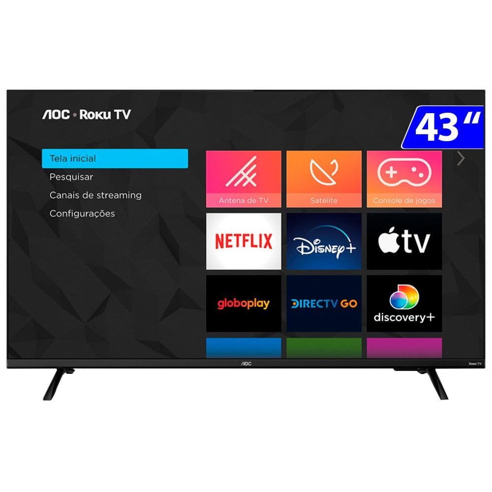 Smart Tv LED 43 Polegadas Full HD Wi-Fi USB HDMI Roku AOC