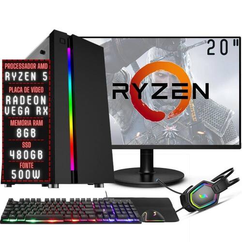 Pc Gamer Fácil Ryzen 5 5600g Vega 7 Ssd 480gb 16gb Ddr4 500w