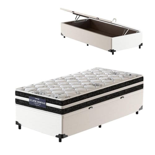 Cama Box Baú Solteiro King Branca + Colchão de Molas Ensacadas - Probel Eclipse Springs 96x203x62cm é boa?