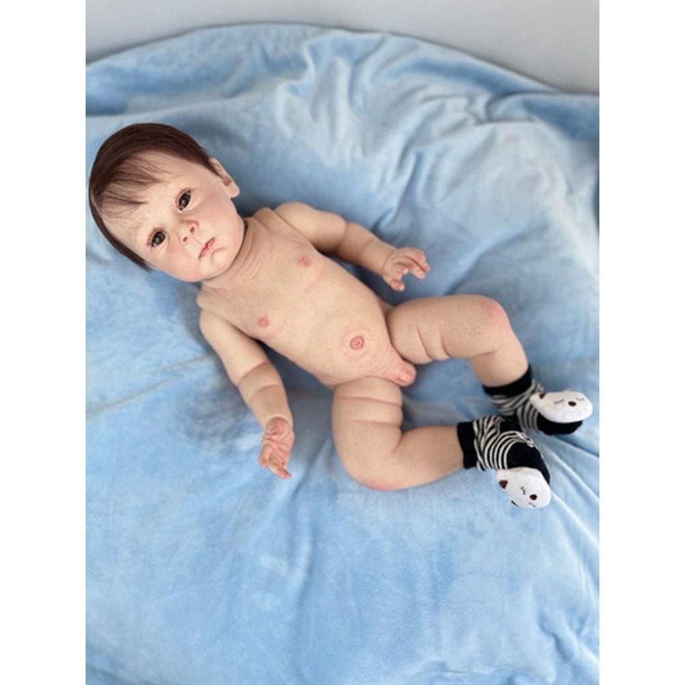 Boneco Bebê Reborn Menino Loiro corpo de Silicone Enxoval Completo