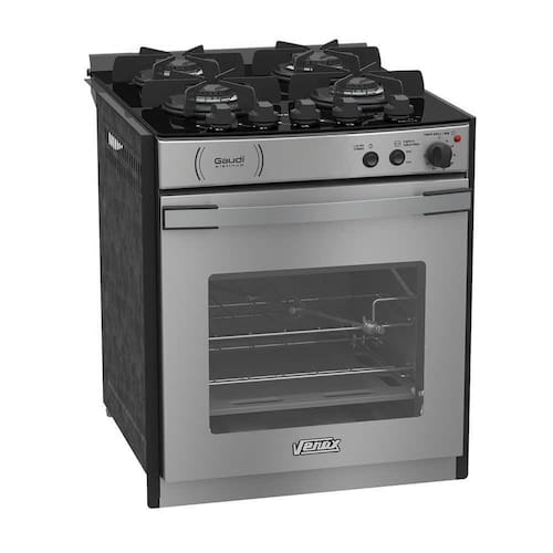 Fogao Elétrico de Embutir 4 Bocas a Gás Gaudi Platinum Vitreo Inox 220V - Venax