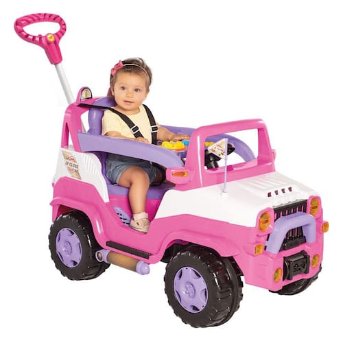 Carrinho Jipe com empurrador e pedal Diipi Calesita com aro de proteção infantil Calesita Menor preço em Carrinho Jipe com empurrador e pedal Diipi Calesita com aro de proteção infantil Calesita