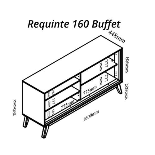 Buffet Union Aparador com 4 Portas Pés em Madeira Maciça Istambul