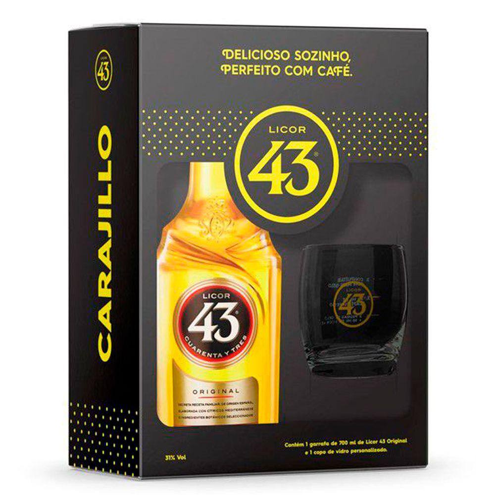 Kit Licor 43 Diego Zamora 700ml + 1 Copo de Vidro