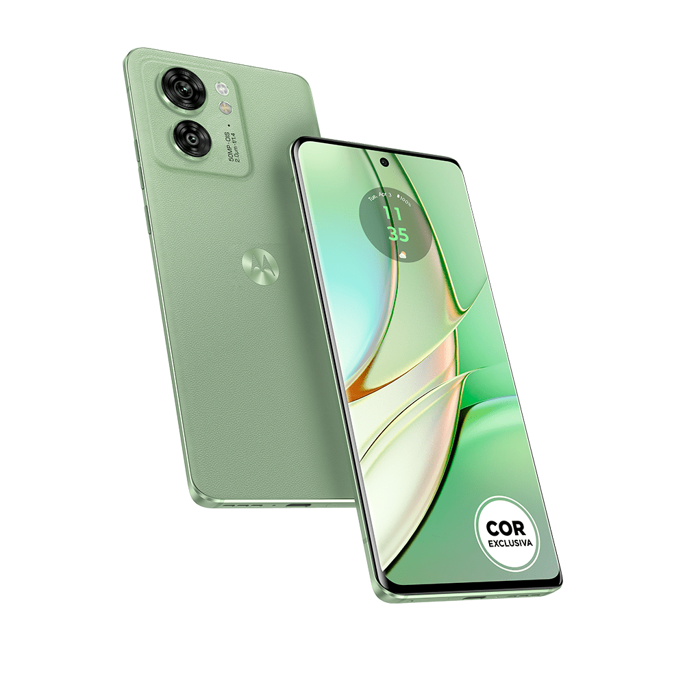 Smartphone Motorola Edge 40 5G 256GB, 8GB RAM, Tela pOLED de 6,55”, Acabamento em couro vegano, Android 13, Octa-Core 2,6 GHz CAM 50MP (Verde)