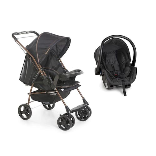imagem-Travel System Galzerano Carrinho de Bebê Preto com Cobre Milano com Bebe Conforto Cocoon Preto