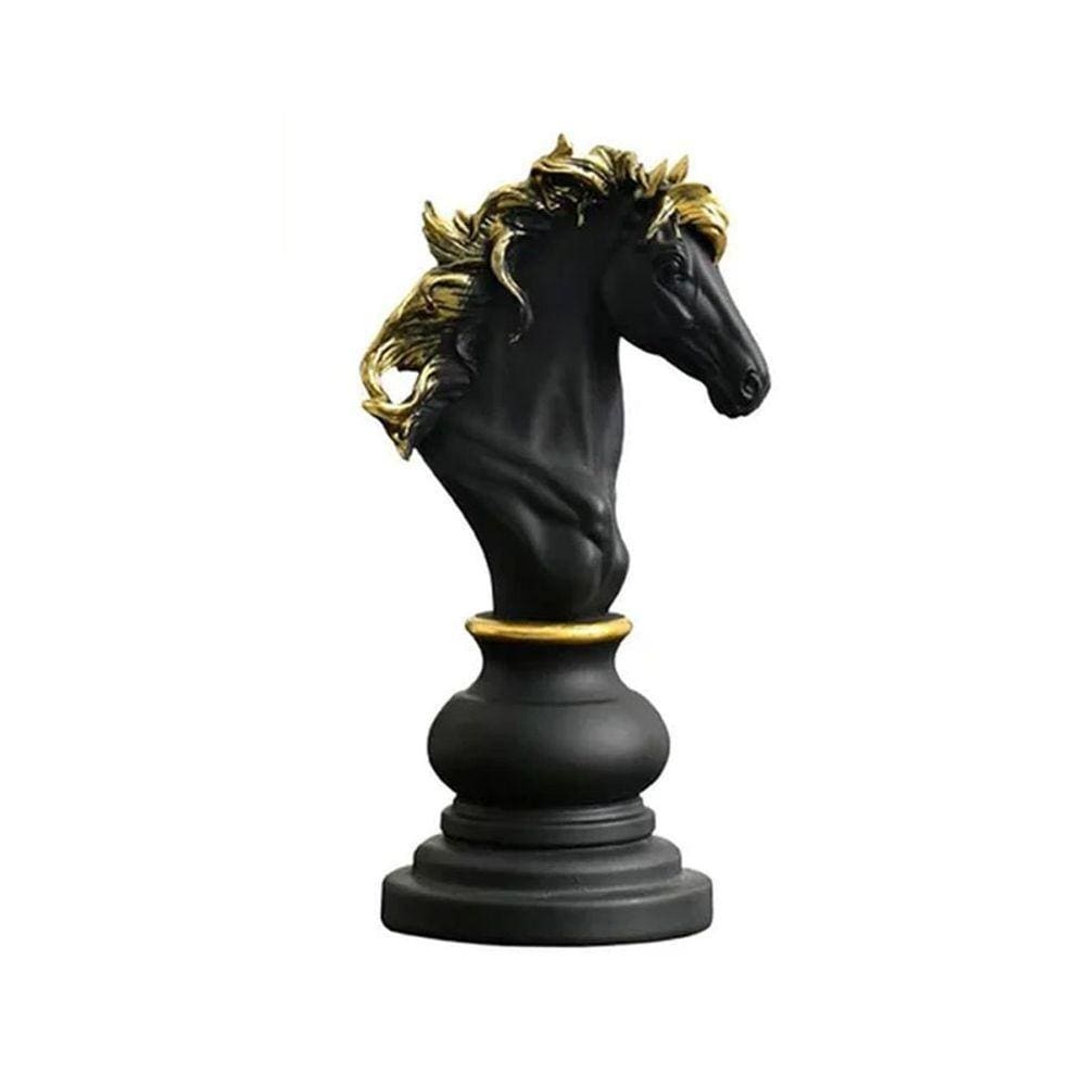 Escultura bronze em forma de peça de xadrez (cavalo) me