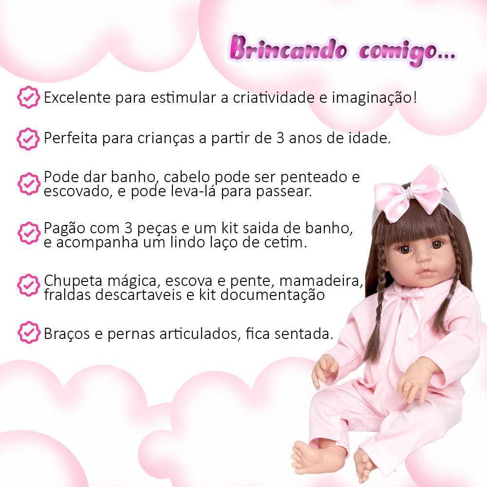 Boneca Bebê Reborn Menina Recem Nascida Original Pode Banho - USA Magazine