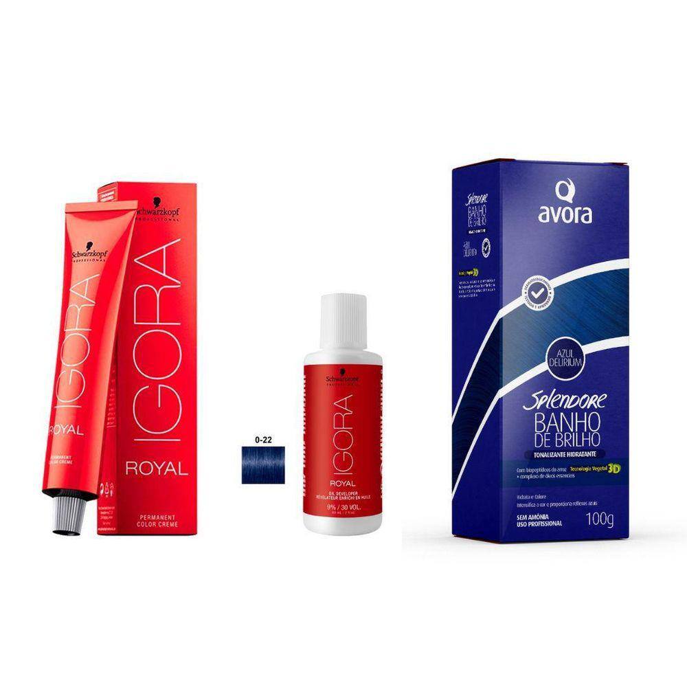 Kit Igora Royal HD- 3 Colorações 8.77, Água Oxigenada 30 vol e