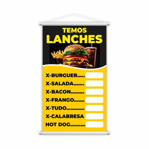 Banner Temos Lanches Xis Hamburguer Comida